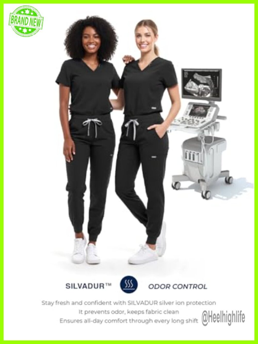 Scrub Pants for Women Slim Fit Four Way Stretch Yoga Waistband Joggers 8 Pockets - Picture 4 of 6